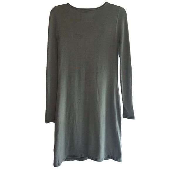 Cashmere Blend Sweater Dress Olive Green Front Zip Boho Y2K Quiet Luxury Small - Picture 8 of 16